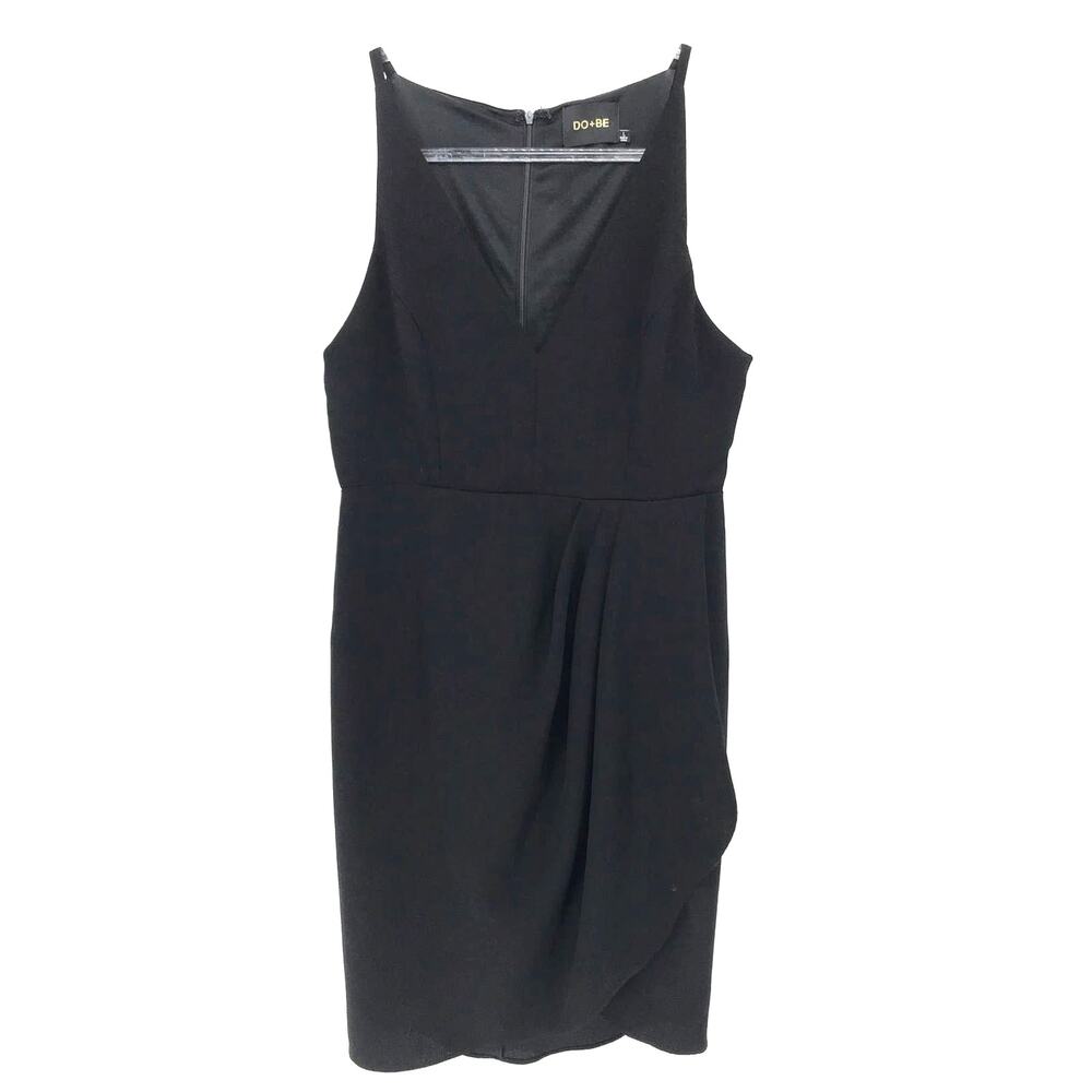 Do+Be Black V-Neck Sleeveless Faux Wrap Dress Size Large